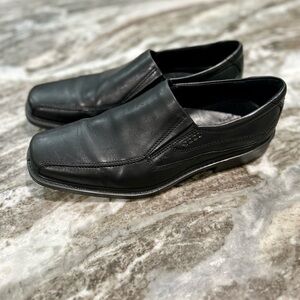 🖤 ECCO Men’s 43 / US 9 Black Leather Slip-On Dress Shoes | Square Toe | VGUC